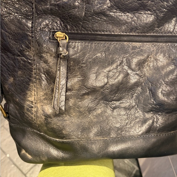 nino bossi black leather slouchy shoulder bag boho hobo purse y2k - Picture 5 of 5